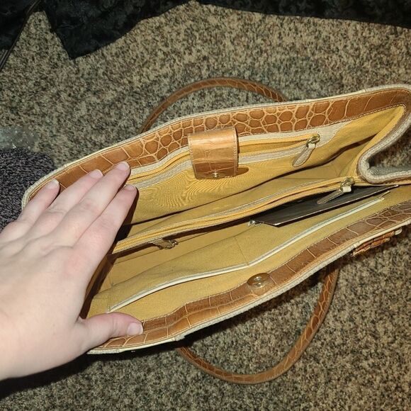 Brahmin | Canvas & Crocodile Shoulder Bag - Picture 5 of 10